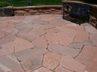 Random Flagstone Patio with Retaining Wall